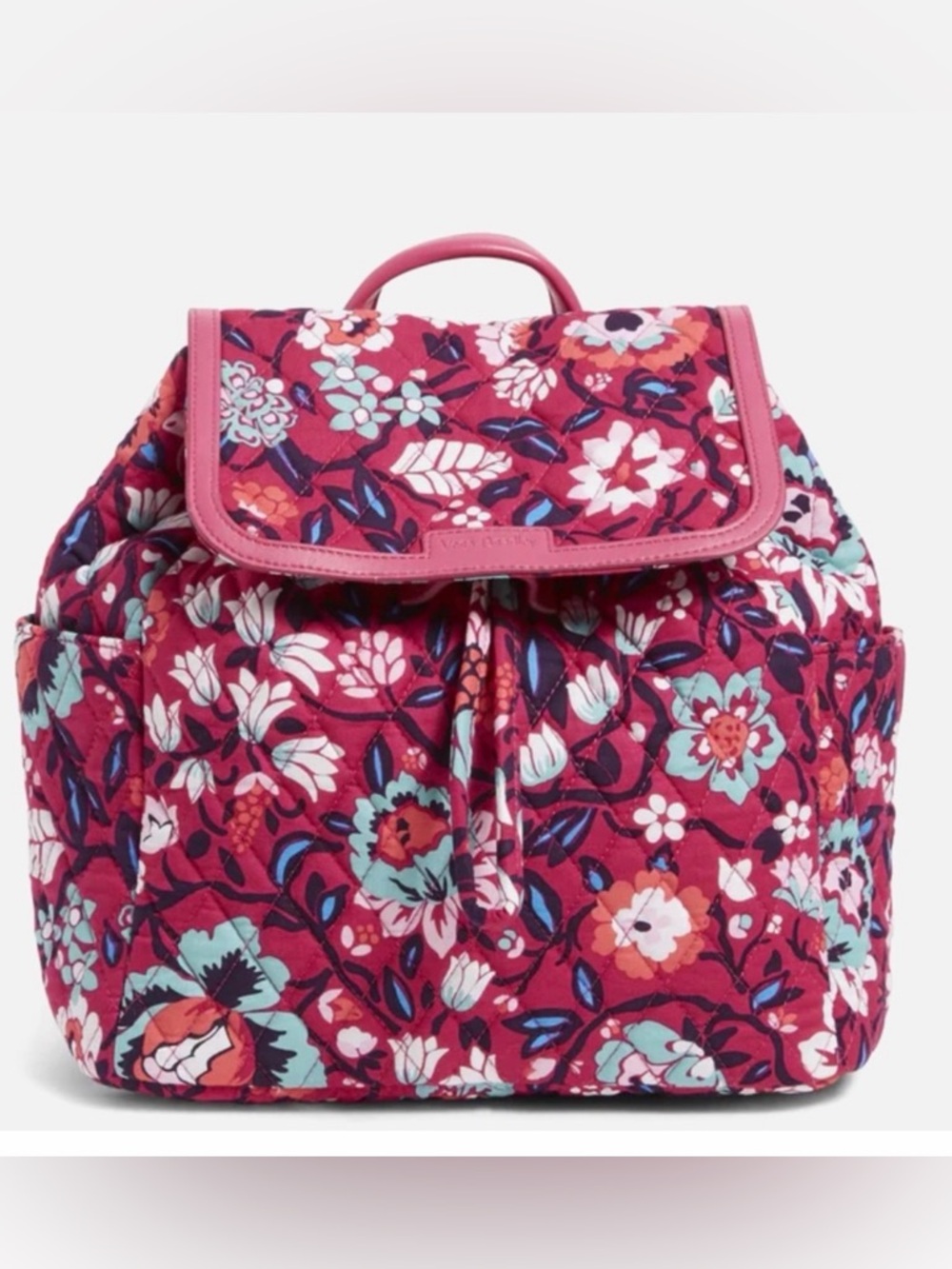 Vera Bradley Quilted Floral Drawstring fashion Backpack bloom berry